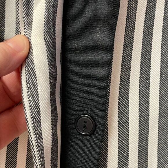 Vintage 90s Joseph Feldman Double Breasted Asymmetrical Striped Blazer 16.5 - Picture 5 of 10